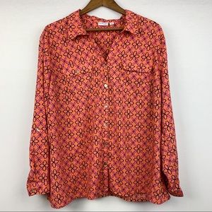 Kim Rogers Curvy 3X Geometric Flower Burton Up